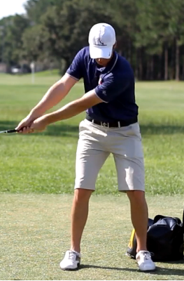 right shoulder rotating in the backswing